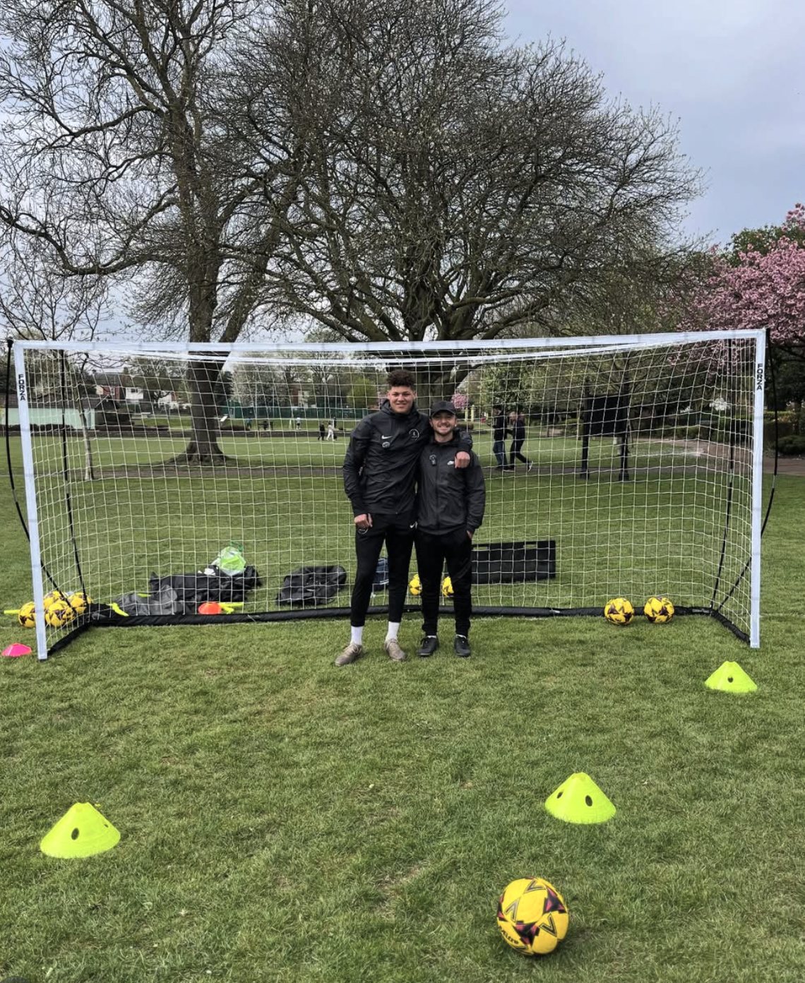 LTC Soccer coaches set up at the goal