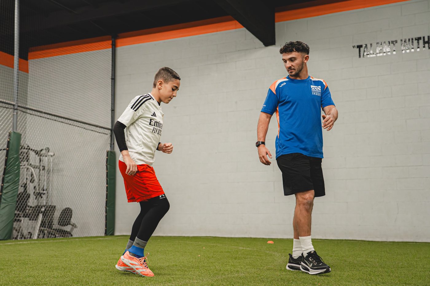 Coach Liam Chawke leading a private session at Soccer Spot